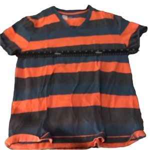 BDG LG-XL slim fit striped V-neck stretch tee orange / shades of blue